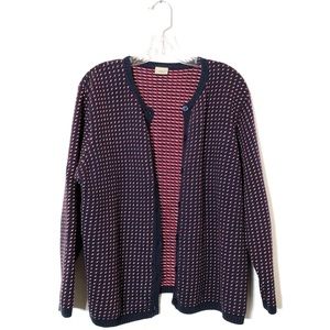 LL BEAN | Red & Navy Cardigan